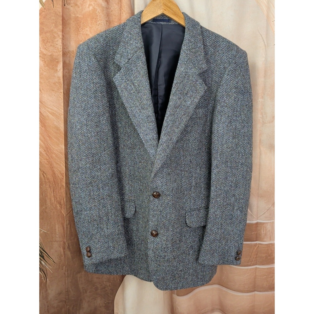 Harris Tweed Blazer Jacket 100% Scottish Wool Herringbone